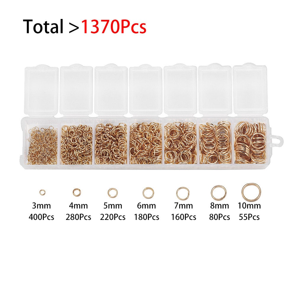 Jump ring starter kit, 1370pcs assorted sizes, Hypoallergenic nickel free jewelry findings
