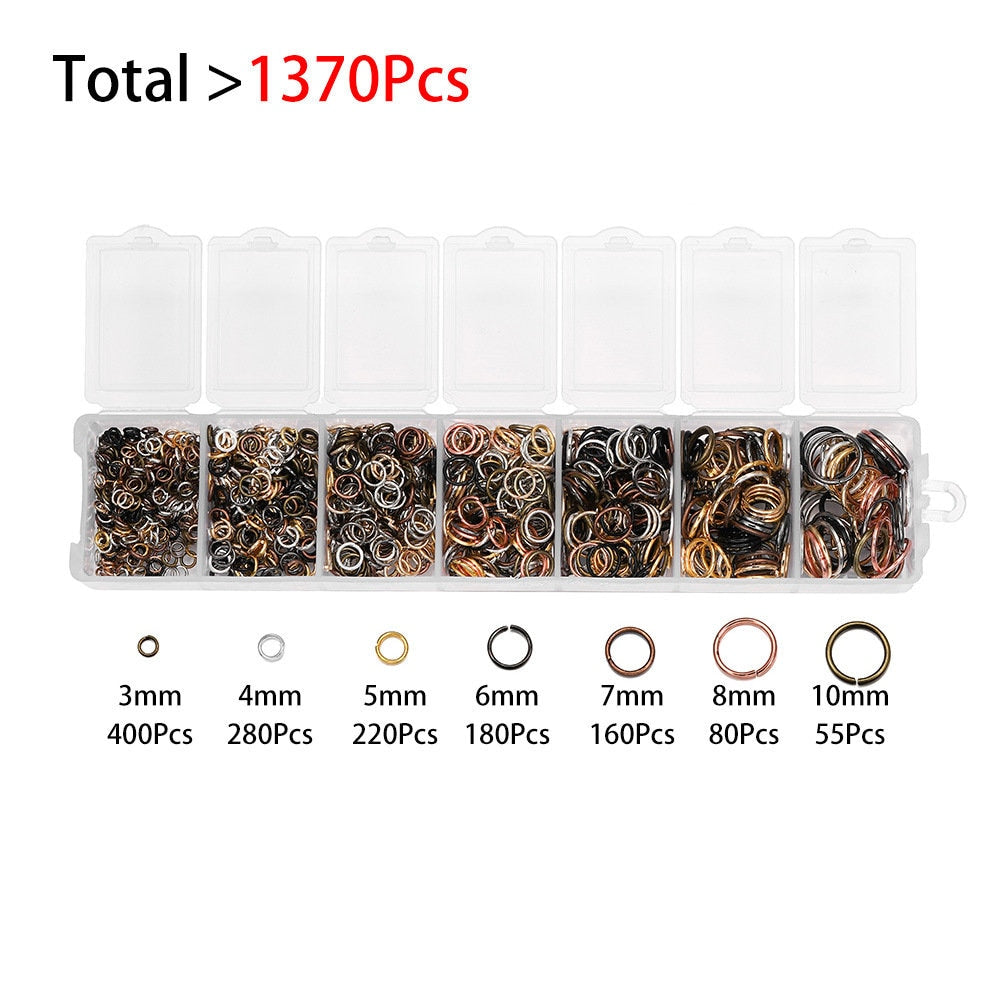 Jump ring starter kit, 1370pcs assorted sizes, Hypoallergenic nickel free jewelry findings