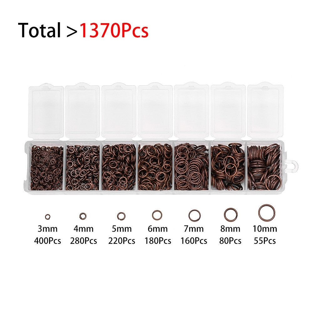 Jump ring starter kit, 1370pcs assorted sizes, Hypoallergenic nickel free jewelry findings