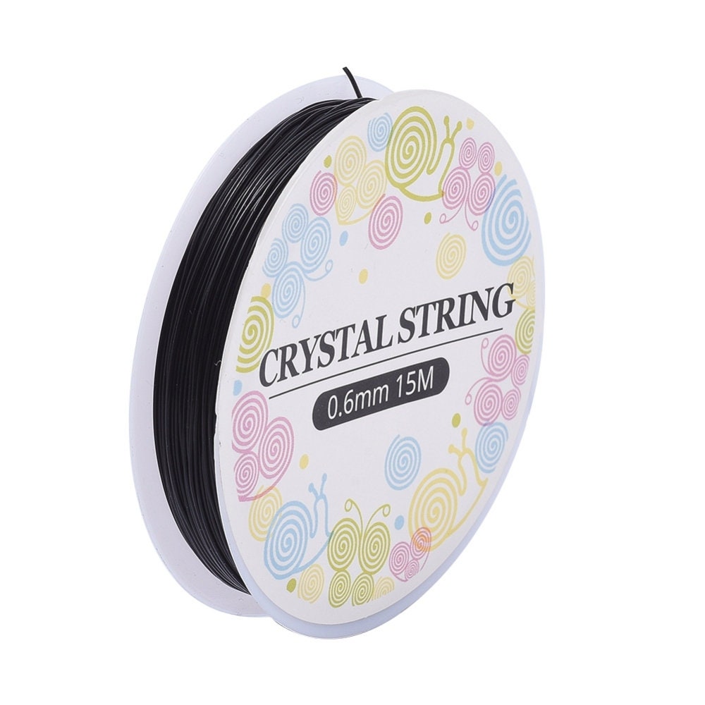 Elastic stretch cord, Stretchy string for bracelets, 0.5mm 0.6mm 0.8mm 1mm, Clear and black beading thread