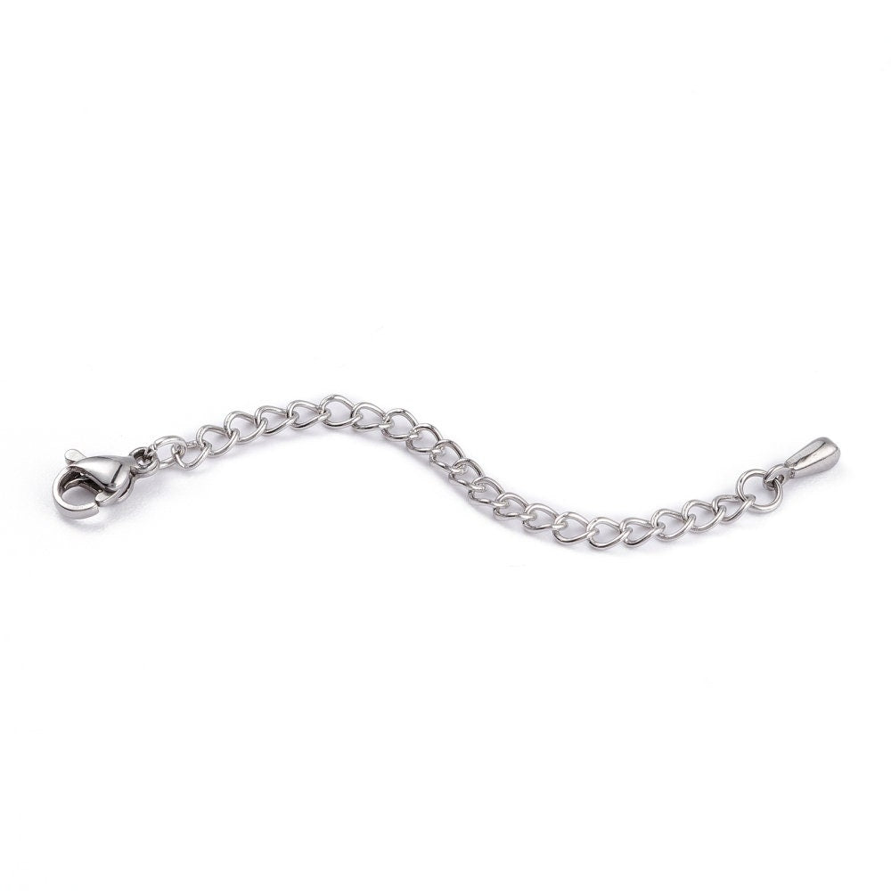 2.75" necklace extender, Stainless steel chain extender, Adjustable bracelet part, Gold, Silver