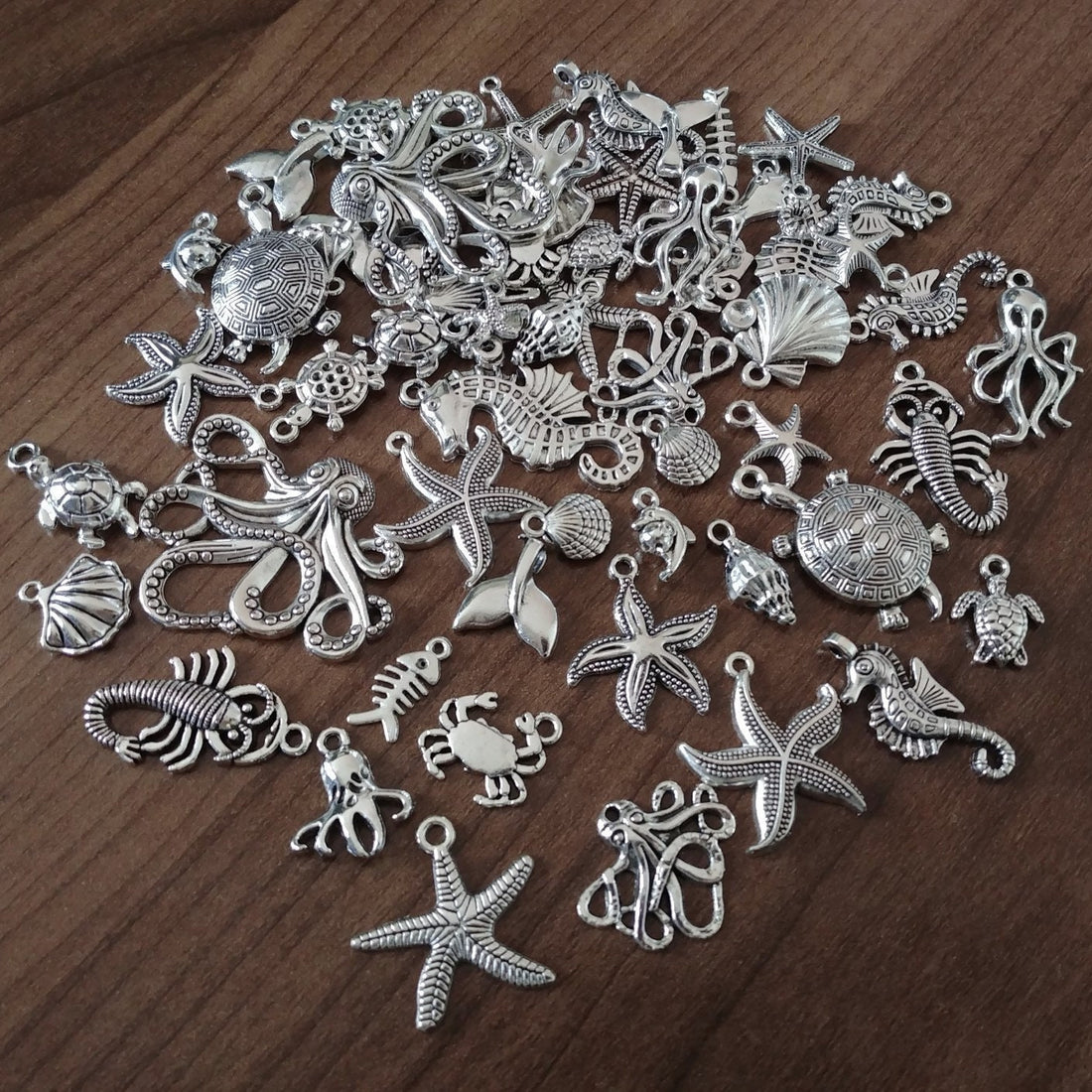 Assorted nautical bulk charms, Nickel free metal mixed pendants,  Charm mix grab bag for jewelry making