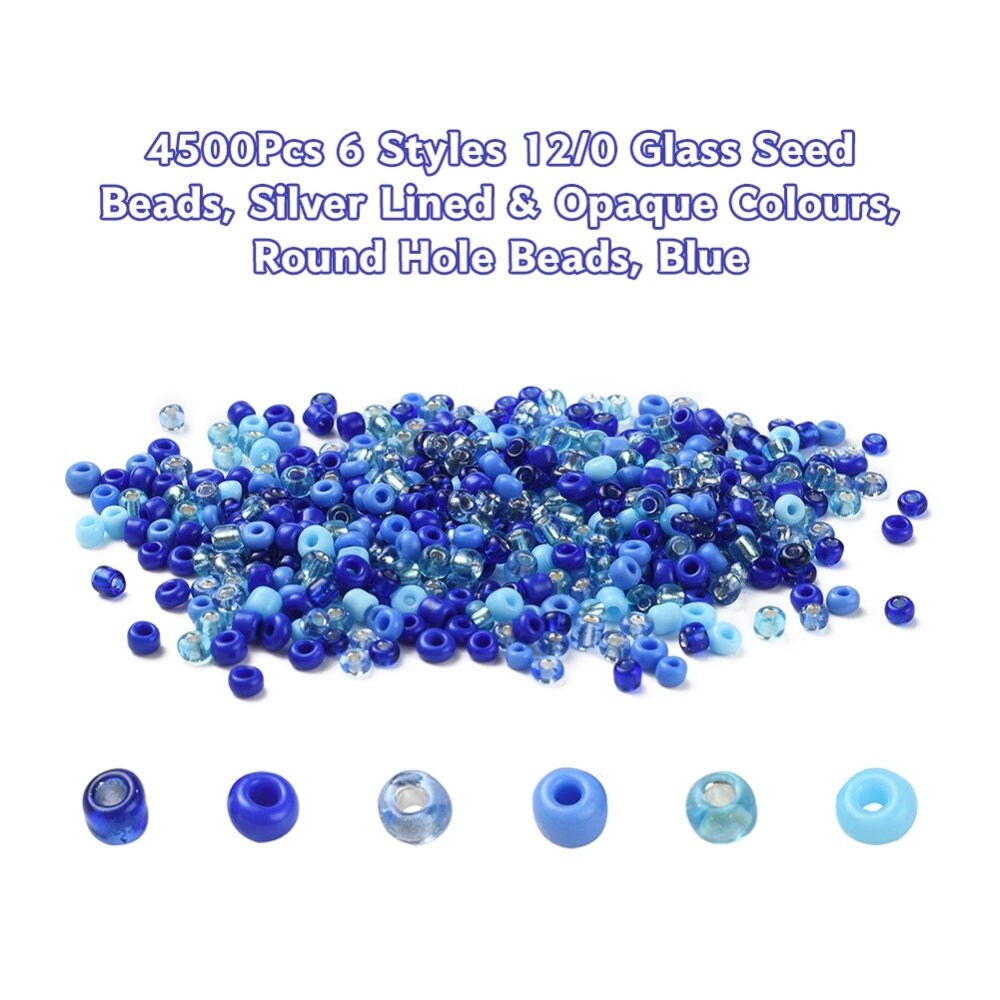2mm glass seed beads kit, 4500 assorted beads 12/0, Jewelry making set