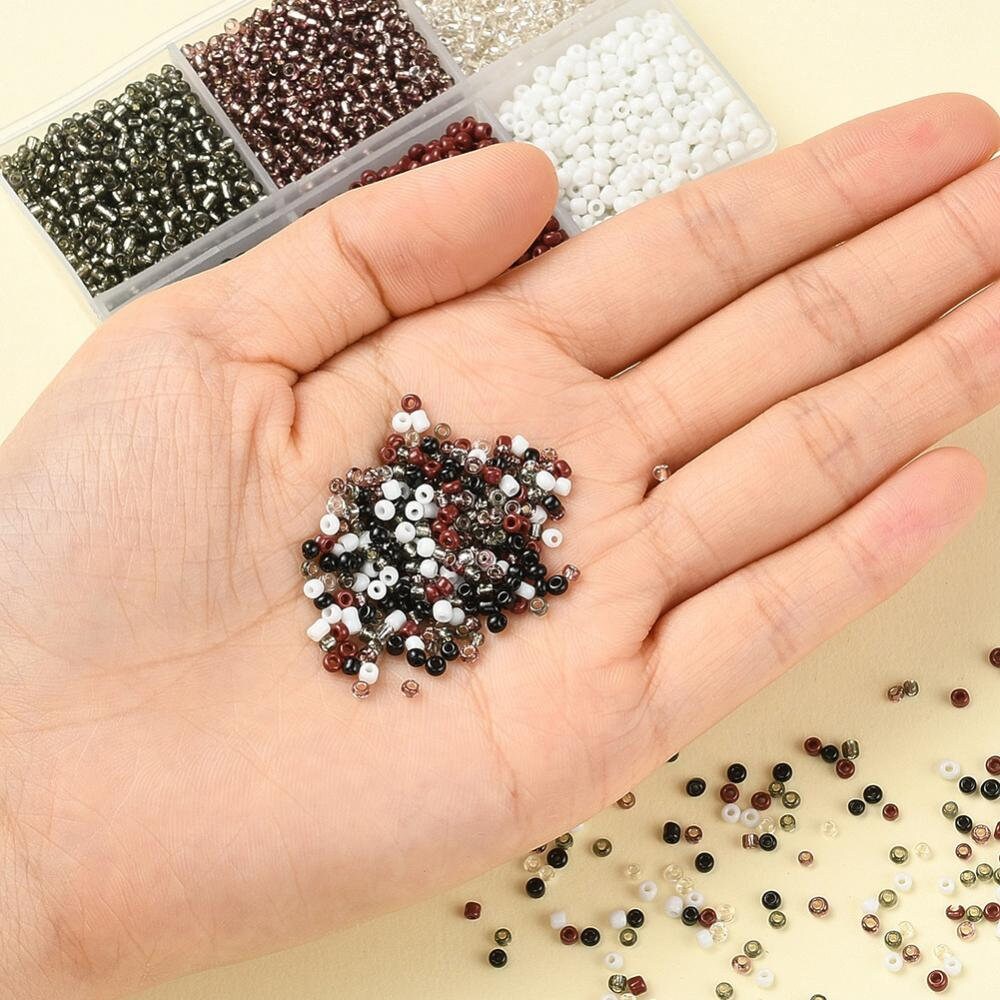 2mm glass seed beads kit, 4500 assorted beads 12/0, Jewelry making set