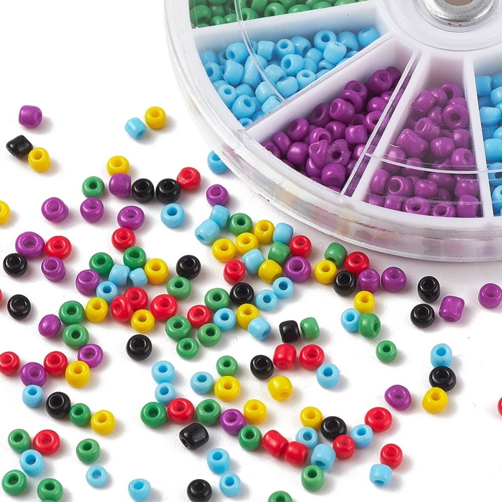 Glass seed beads kit, Assorted colors, 3mm 8/0, Jewelry making set