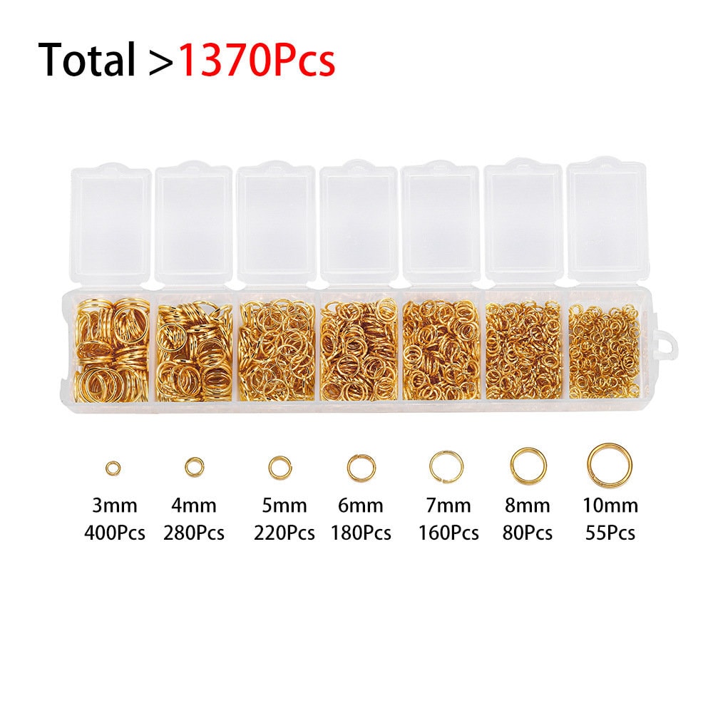 Jump ring starter kit, 1370pcs assorted sizes, Hypoallergenic nickel free jewelry findings
