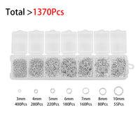 Jump ring starter kit, 1370pcs assorted sizes, Hypoallergenic nickel free jewelry findings