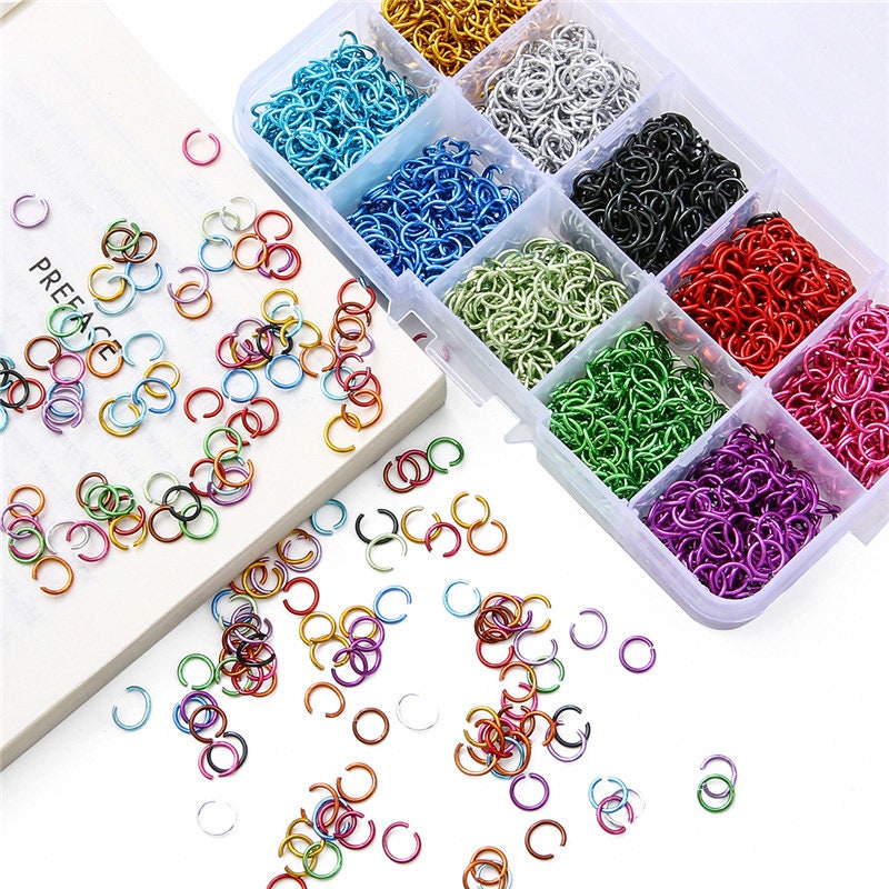 6mm aluminum jump ring kit, 2250pcs assorted colors, Hypoallergenic nickel free jewelry findings