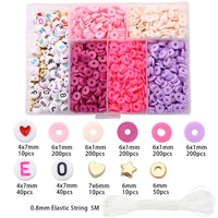 Clay and acrylic beads kit, 1160 assorted rainbow beads, Jewelry bracelet making set