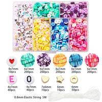 Clay and acrylic beads kit, 1160 assorted rainbow beads, Jewelry bracelet making set