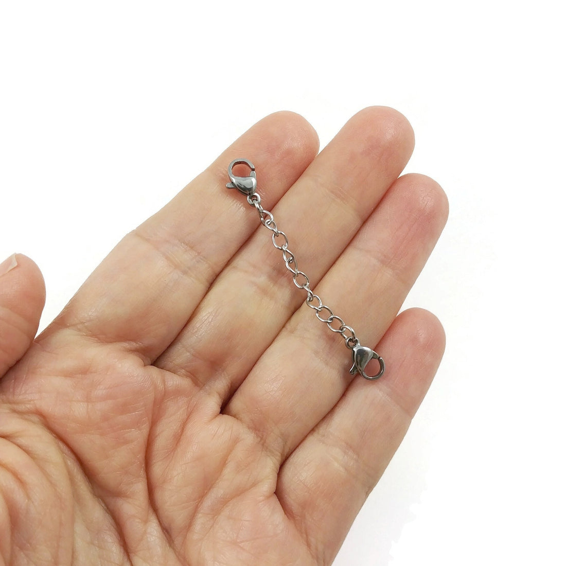 2" necklace extender, Stainless steel chain extender, Adjustable bracelet part, 21K gold plated, Silver