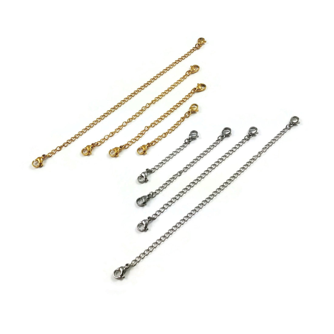 Necklace extender, Stainless steel chain extender, Adjustable bracelet part, 21K gold plated, Silver