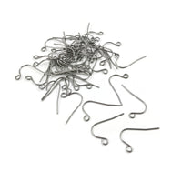Surgical stainless steel hooks, 21 gauge earring findings, Hypoallergenic silver earwire, Jewelry making