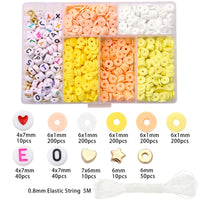 Clay and acrylic beads kit, 1160 assorted rainbow beads, Jewelry bracelet making set