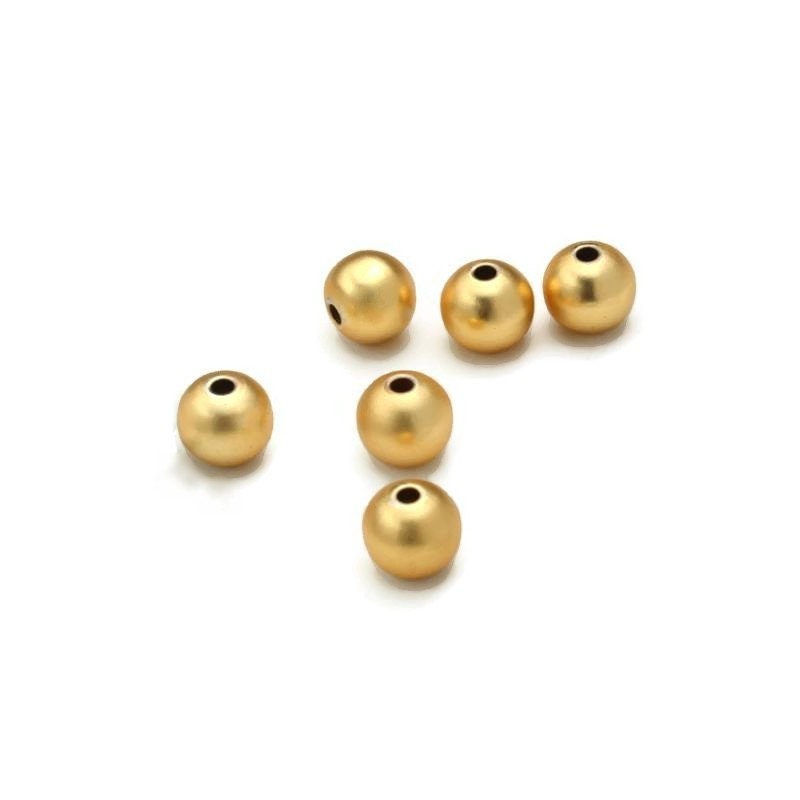 Matte gold beads, 3mm/4mm/5mm/6mm, 18K gold plated beads, Jewelry making nickel-free metal beads