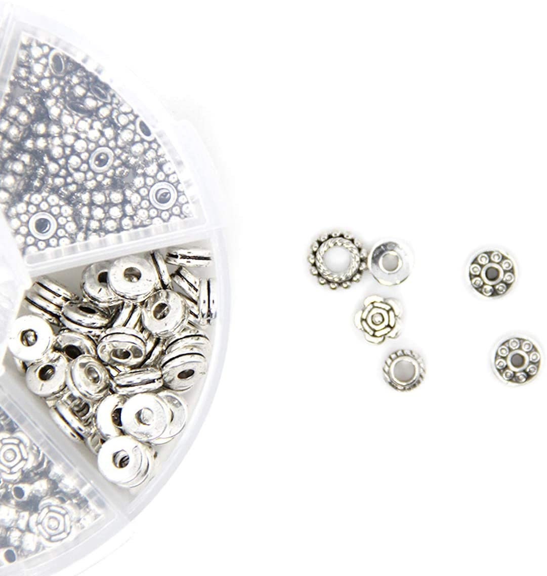 Silver metal spacer beads kit, 300pcs assorted tibetan styles, Hypoallergenic nickel free findings jewelry making