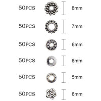 Silver metal spacer beads kit, 300pcs assorted tibetan styles, Hypoallergenic nickel free findings jewelry making