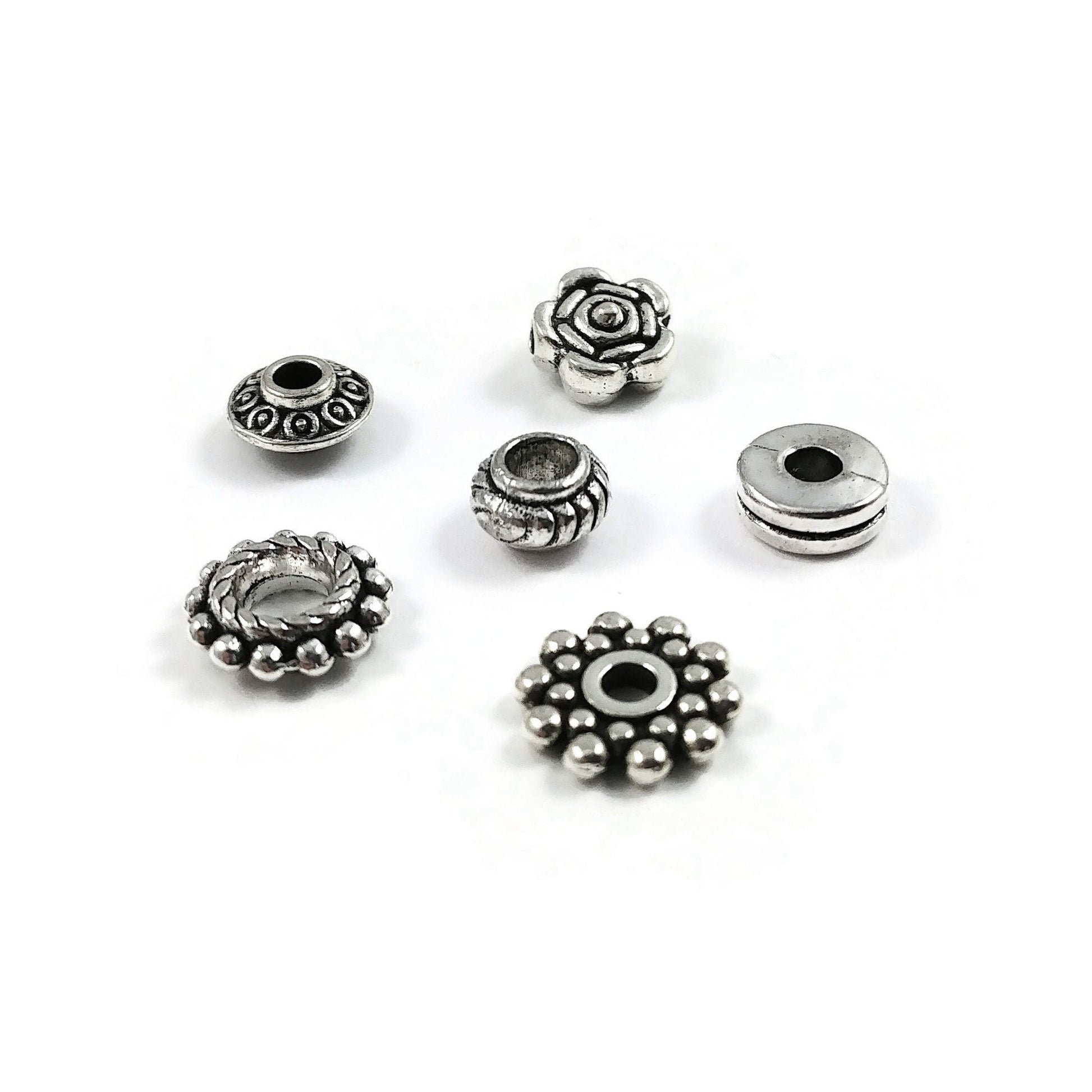 Silver metal spacer beads kit, 300pcs assorted tibetan styles, Hypoallergenic nickel free findings jewelry making