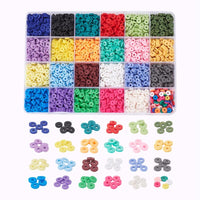 3600 assorted clay beads, Jewelry bracelet making set DIY, 24 colors box, Colorful heishi beads kit