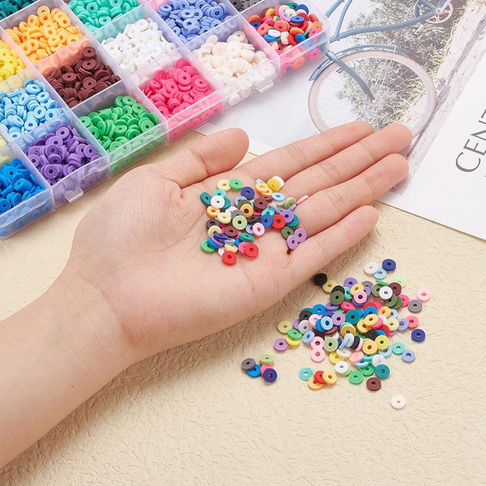 3600 assorted clay beads, Jewelry bracelet making set DIY, 24 colors box, Colorful heishi beads kit
