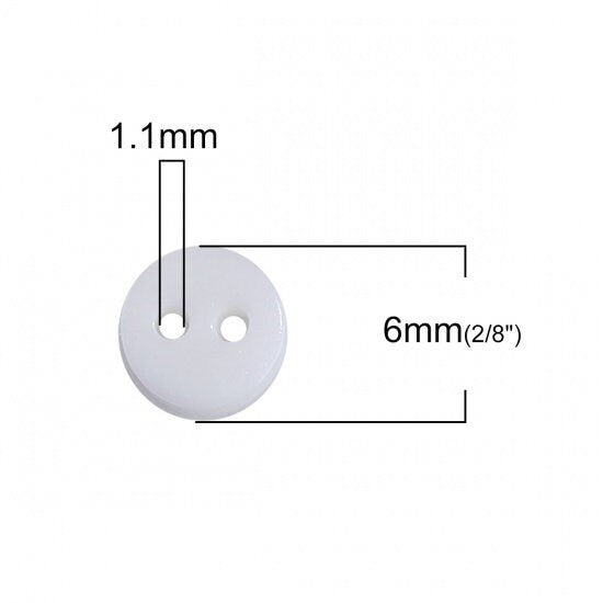 6mm black plastic buttons, Small resin sewing buttons, 25 tiny craft buttons