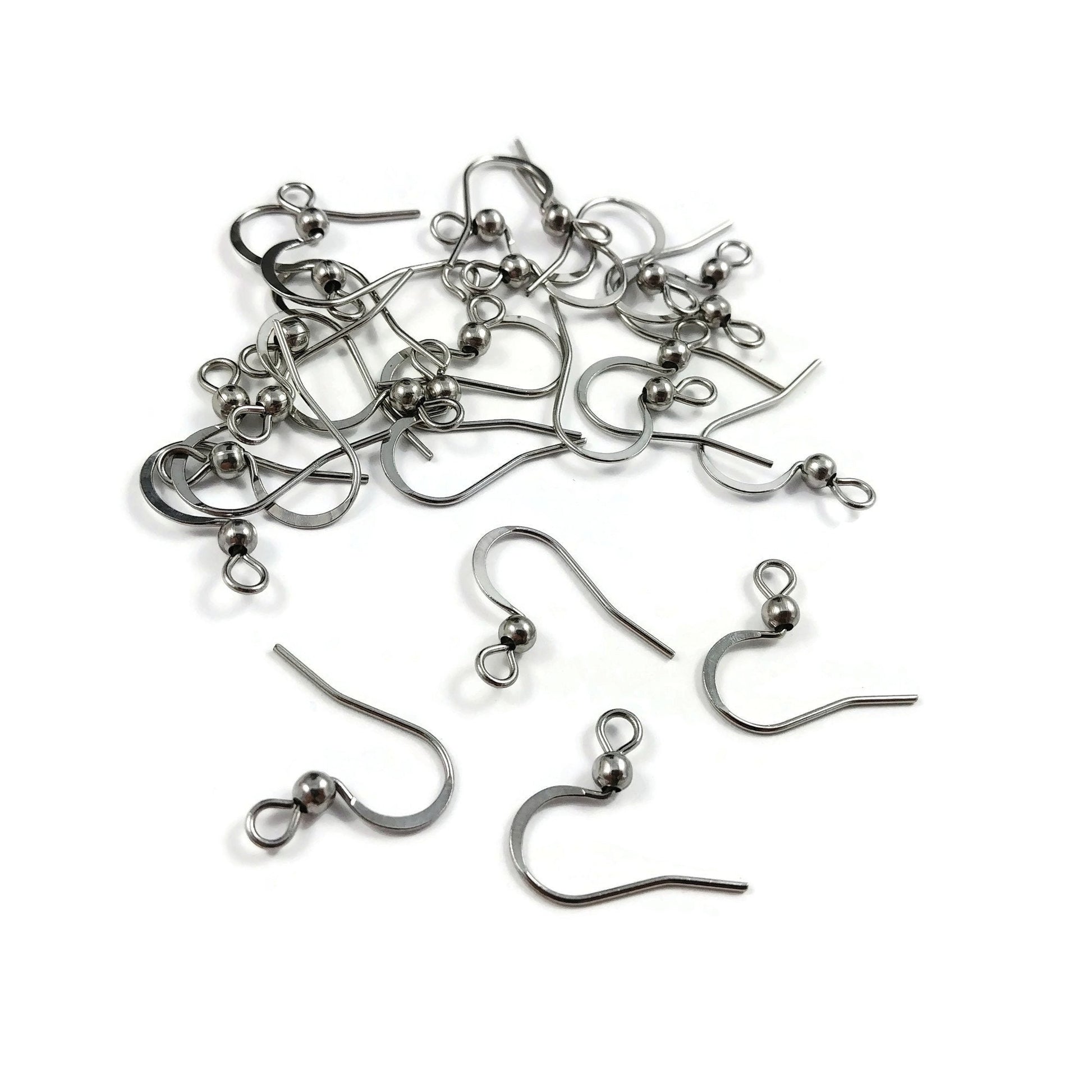 316 Surgical stainless steel ear wire, Flat french earring hooks, Hypoallergenic silver findings, Jewelry making