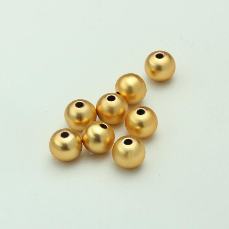 Matte gold beads, 3mm/4mm/5mm/6mm, 18K gold plated beads, Jewelry making nickel-free metal beads