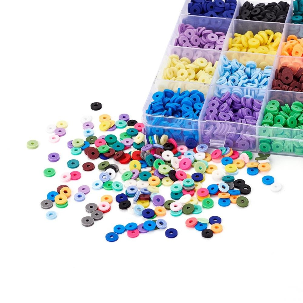 3600 assorted clay beads, Jewelry bracelet making set DIY, 24 colors box, Colorful heishi beads kit