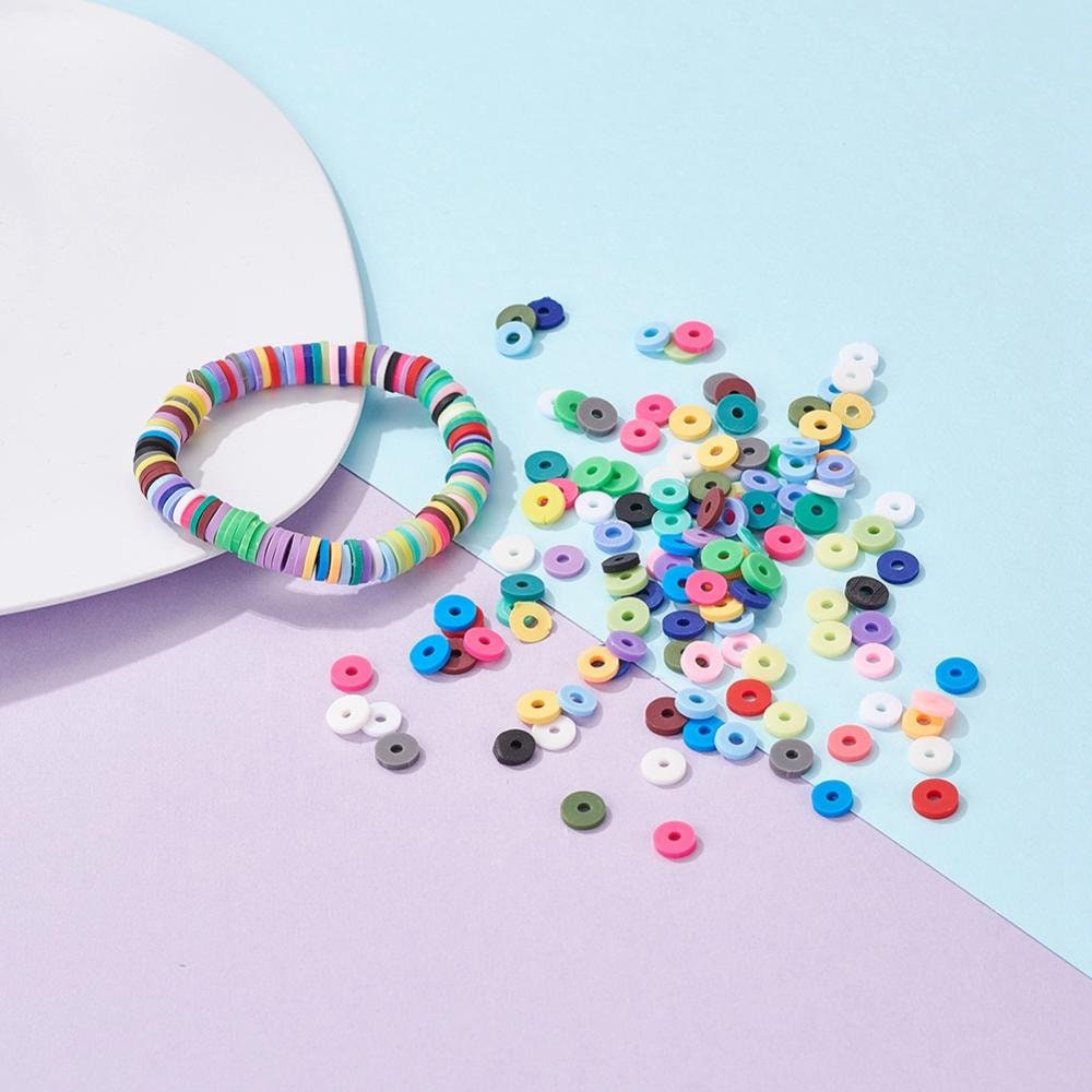 3600 assorted clay beads, Jewelry bracelet making set DIY, 24 colors box, Colorful heishi beads kit