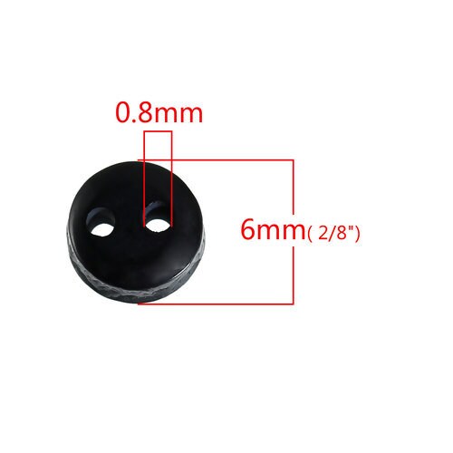 6mm black plastic buttons, Small resin sewing buttons, 25 tiny craft buttons