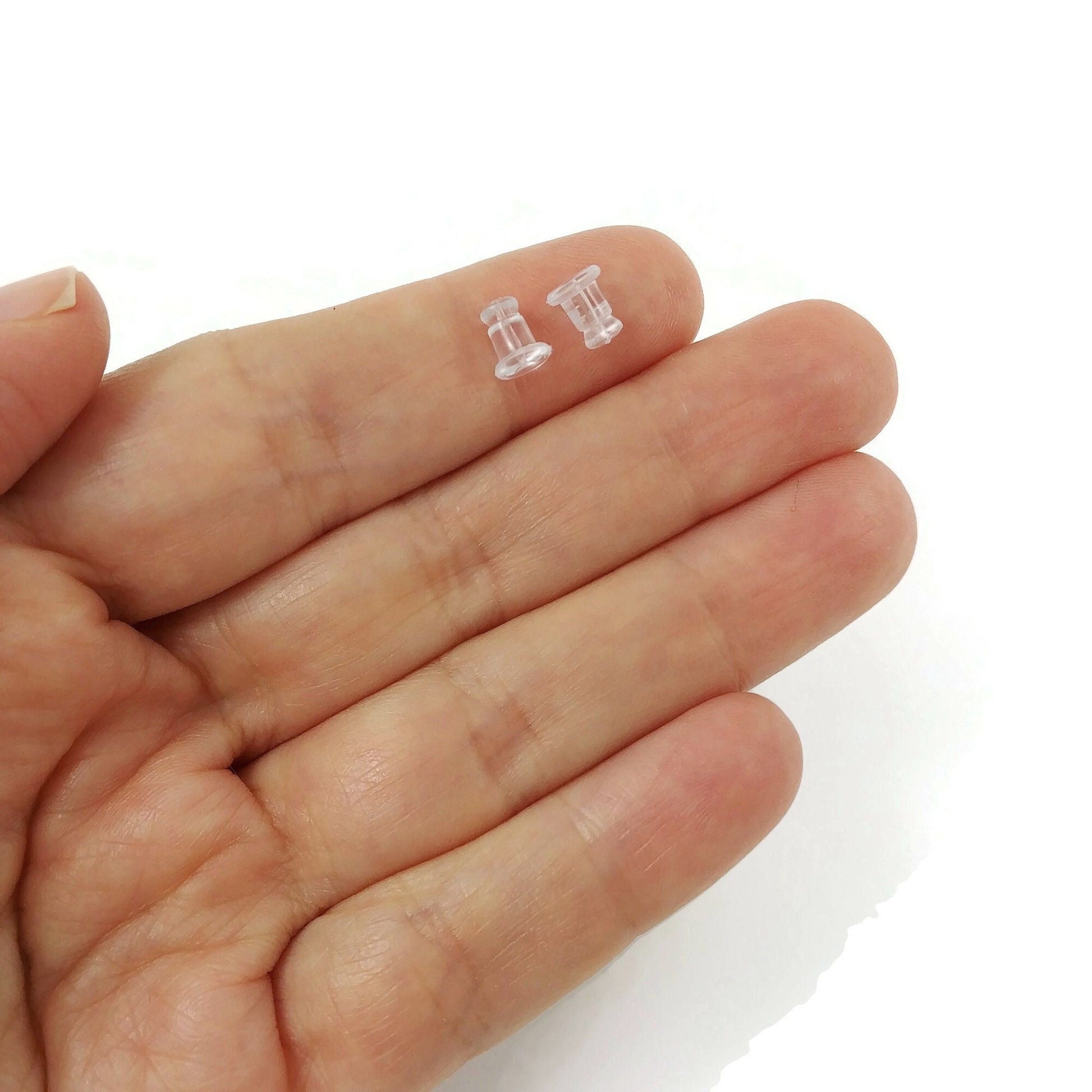 100 silicone earring backs, 7x5mm clear ear nuts, Jewelry making stoppers
