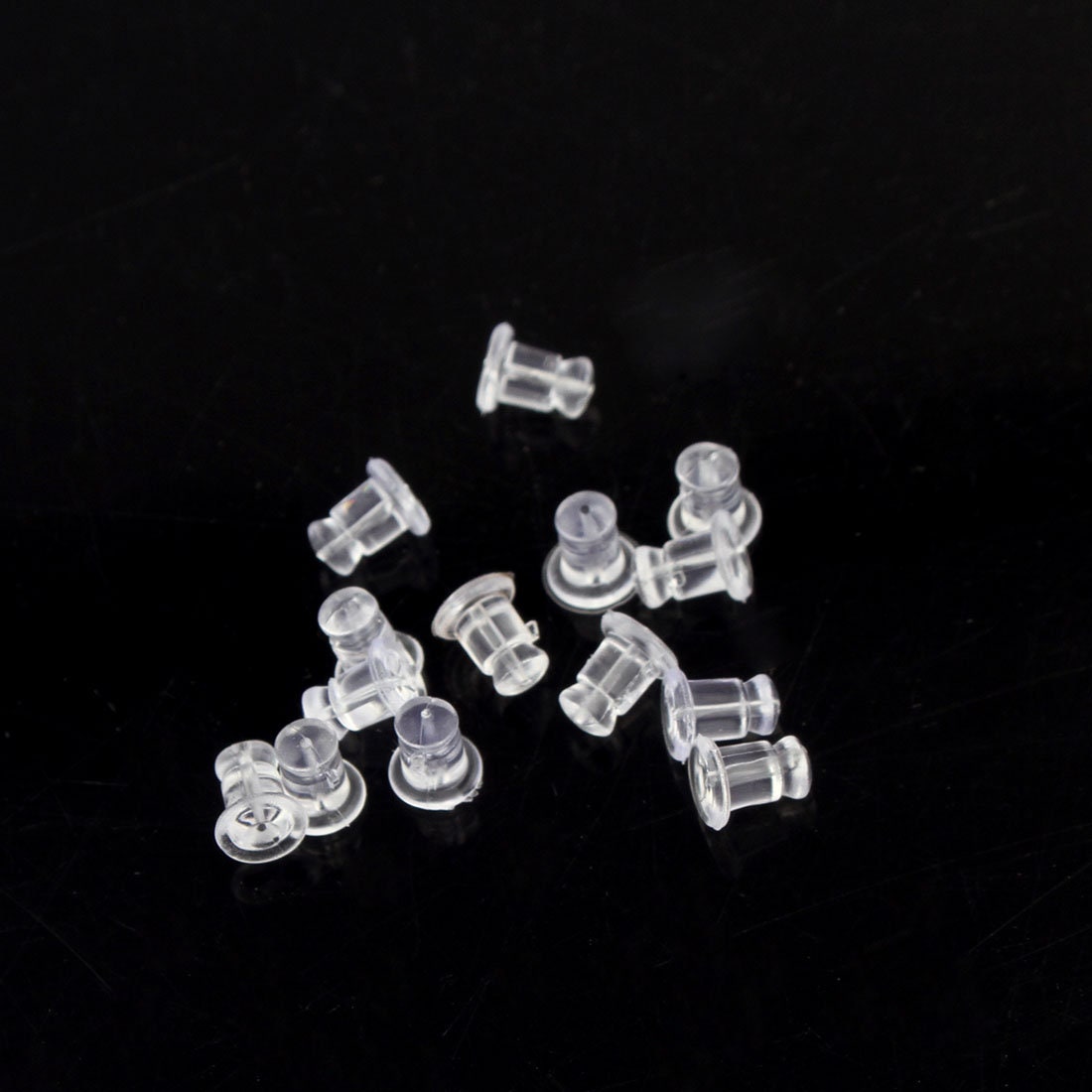 100 silicone earring backs, 7x5mm clear ear nuts, Jewelry making stoppers