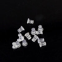 100 silicone earring backs, 7x5mm clear ear nuts, Jewelry making stoppers