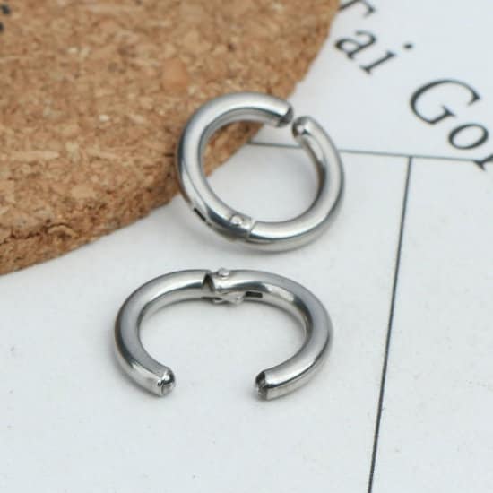 No piercing huggie hoop earrings, Silver stainless steel earring findings, Clip on ear cuffs