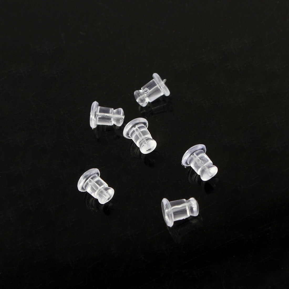 100 silicone earring backs, 7x5mm clear ear nuts, Jewelry making stoppers