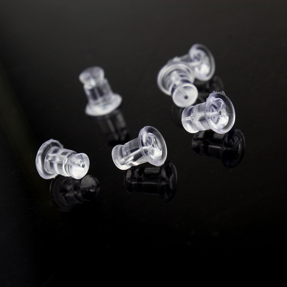 100 silicone earring backs, 7x5mm clear ear nuts, Jewelry making stoppers