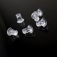 100 silicone earring backs, 7x5mm clear ear nuts, Jewelry making stoppers