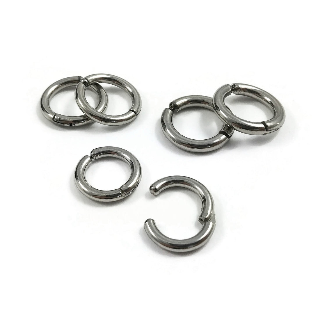 No piercing huggie hoop earrings, Silver stainless steel earring findings, Clip on ear cuffs