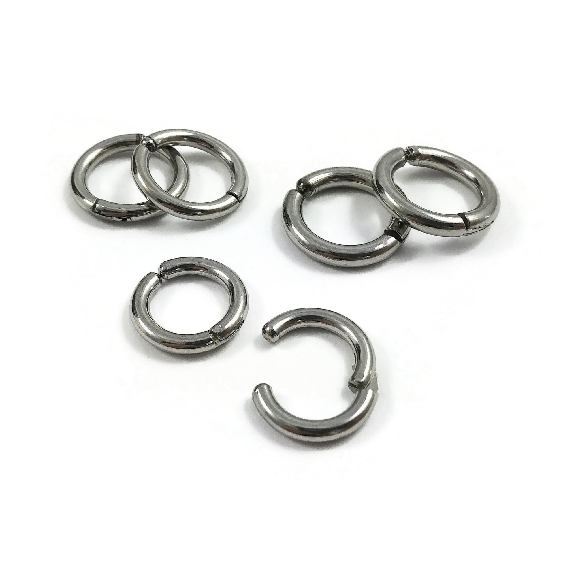 No piercing huggie hoop earrings, Silver stainless steel earring findings, Clip on ear cuffs