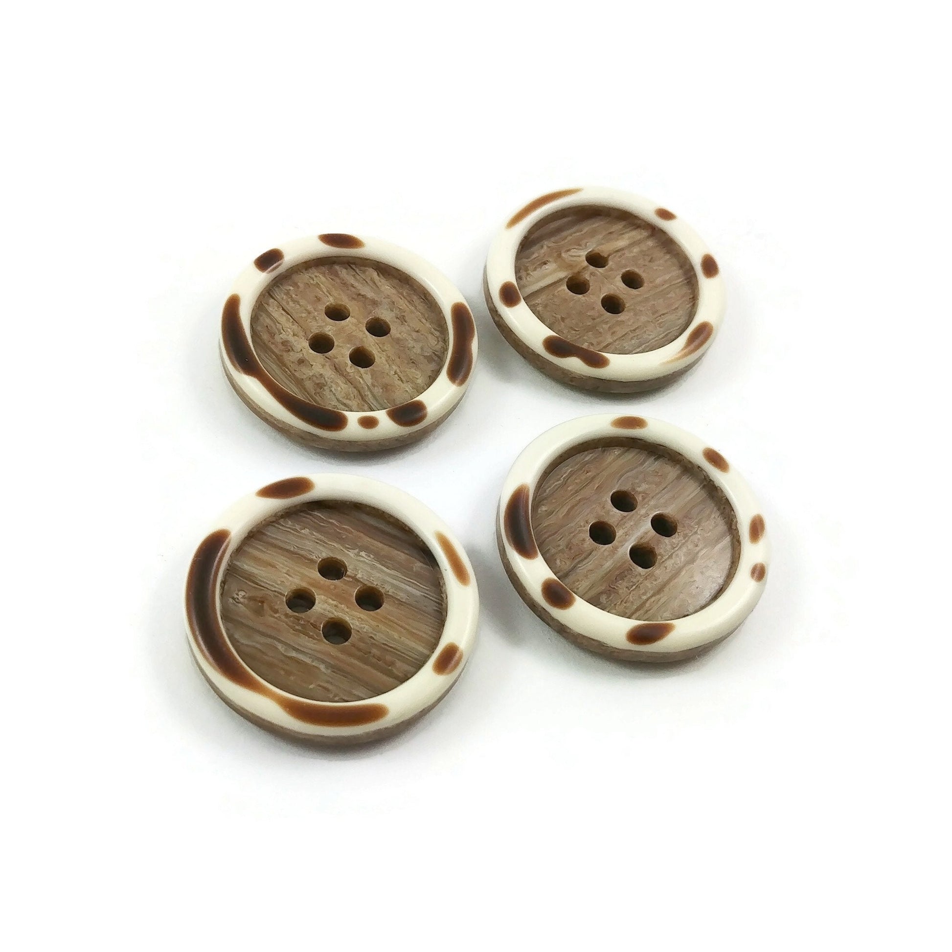 4 beige resin sewing buttons - Pick your size: 15mm, 20mm, or 25mm