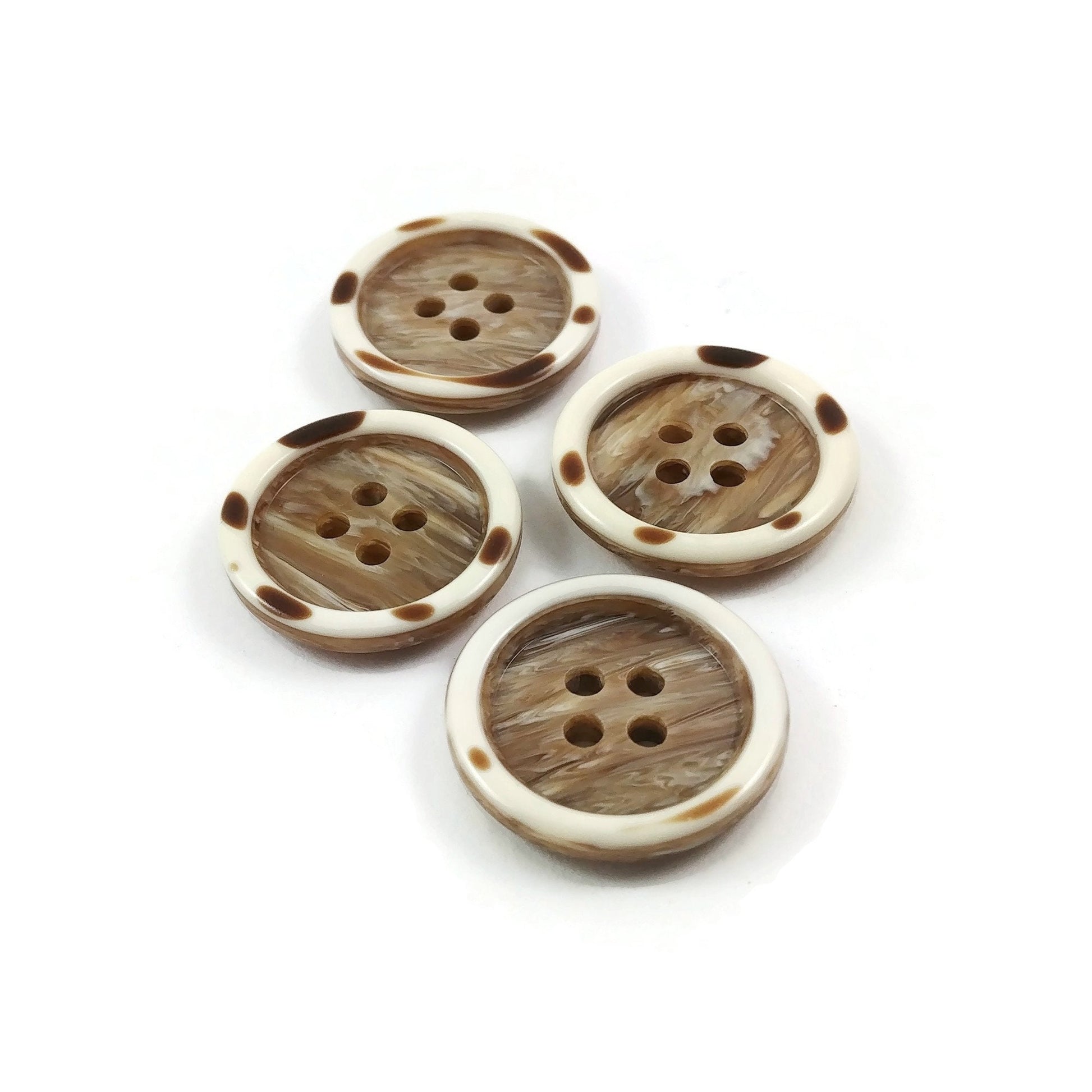 4 beige resin sewing buttons - Pick your size: 15mm, 20mm, or 25mm