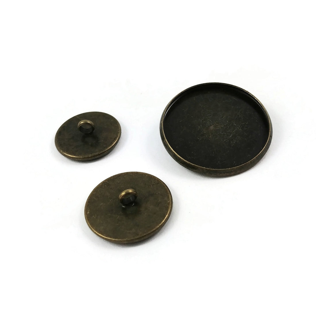 Bronze shank button settings - Make you own buttons - Cabochon bezel