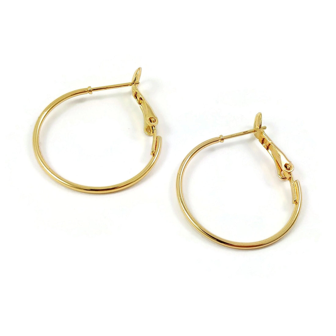 25mm real 18K gold plated hoops, 1 inch nickel free brass earwire, Leverback hoops for jewelry making