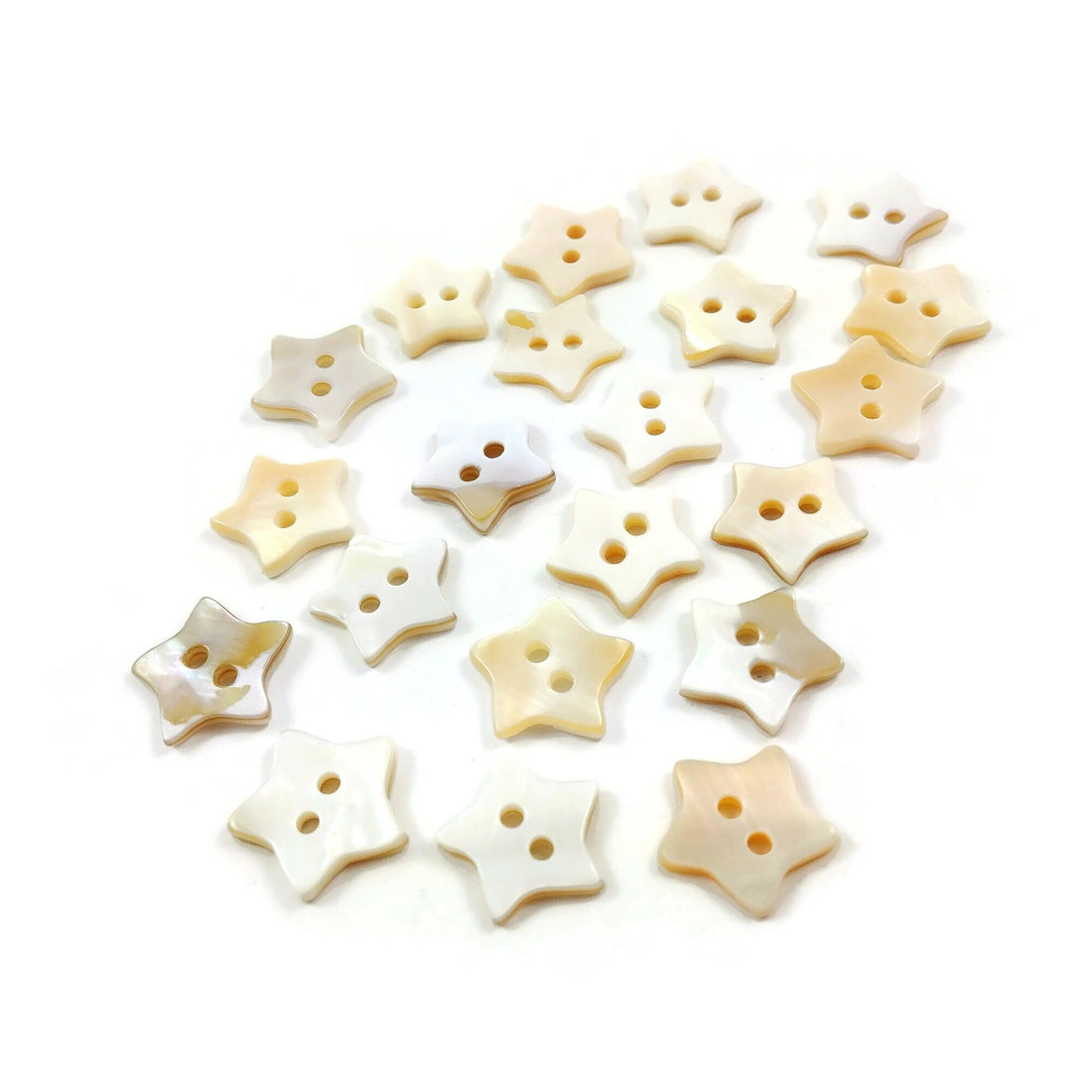 Star shape shell buttons - Freshwater seashell color buttons 12mm - set of 6 celestial buttons
