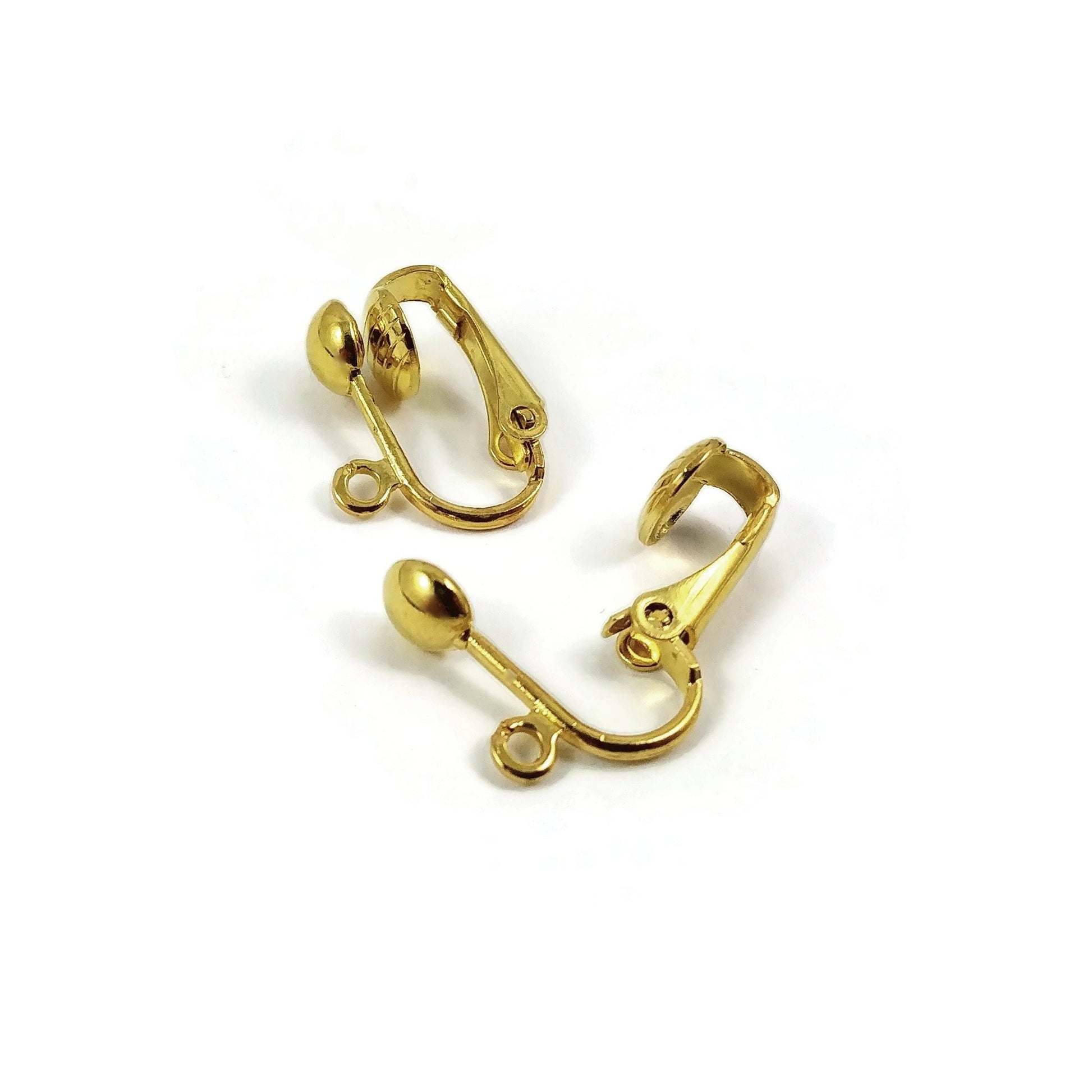 Ball clip on earring findings with loop, Hypoallergenic nickel free jewelry making supplies