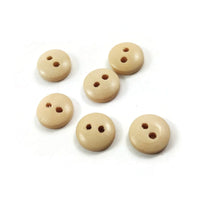 10mm tiny wooden buttons, 6 small natural buttons, Mini buttons for dolls