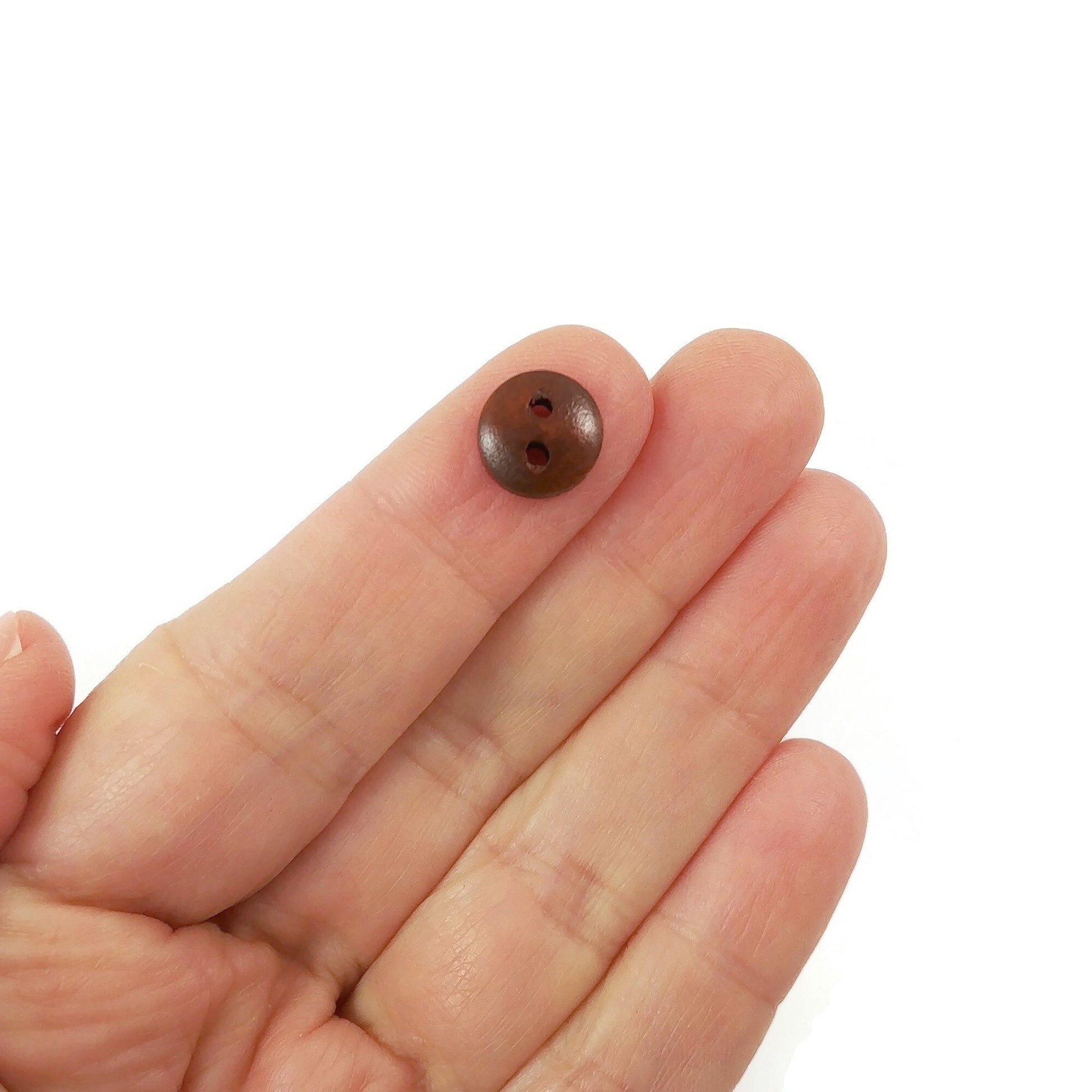 10mm tiny wooden buttons, 6 small natural buttons, Mini buttons for dolls