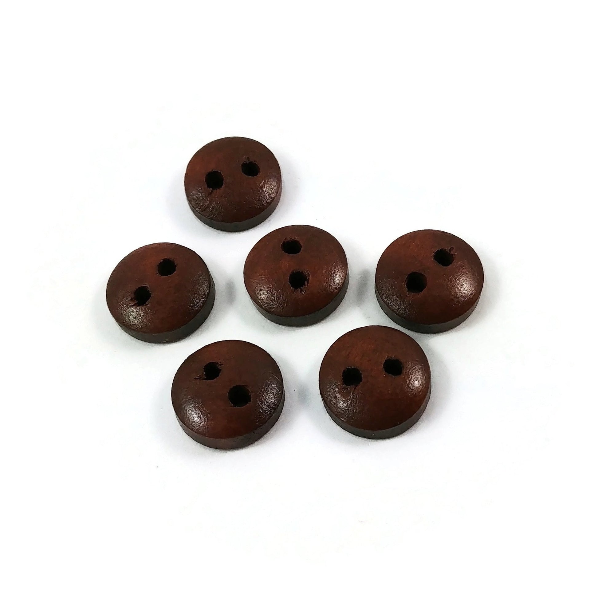 10mm tiny wooden buttons, 6 small natural buttons, Mini buttons for dolls