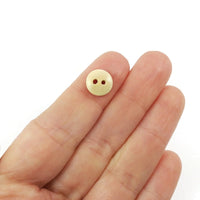 10mm tiny wooden buttons, 6 small natural buttons, Mini buttons for dolls