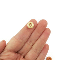 10mm tiny wooden buttons, 6 small natural buttons, Cute mini buttons for dolls
